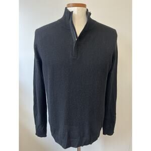 White Warren Sweater XL Black 100% Cashmere Long Sleeve 1/4 Zip